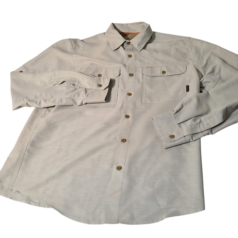 Mountain Hardwear Button Down Men M Tan Long Sleeve Hiking Outdoor Shirt - Picture 3 of 9